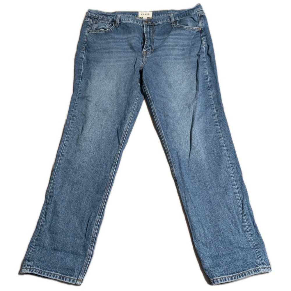 Boden Girlfriend Jeans Womens W33R Light Wash Stretch Denim Blue Straight Leg‎